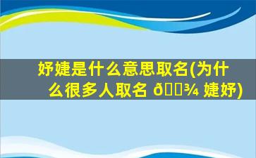 妤婕是什么意思取名(为什么很多人取名 🌾 婕妤)
